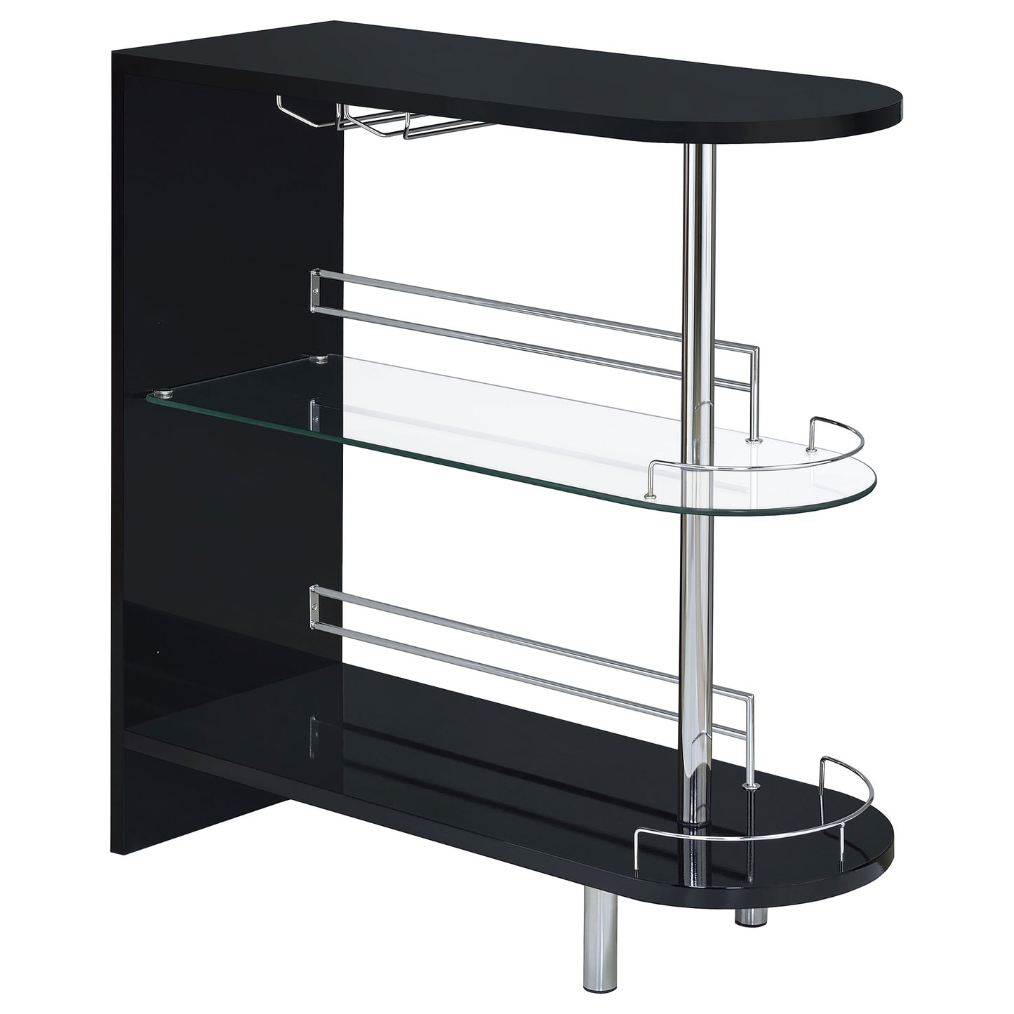 Adolfo Rectangular 2-tier Home Bar Table Black High Gloss