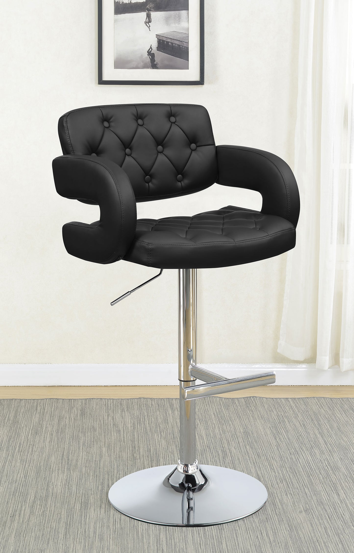 Brandi Adjustable Bar Stool Black and Chrome