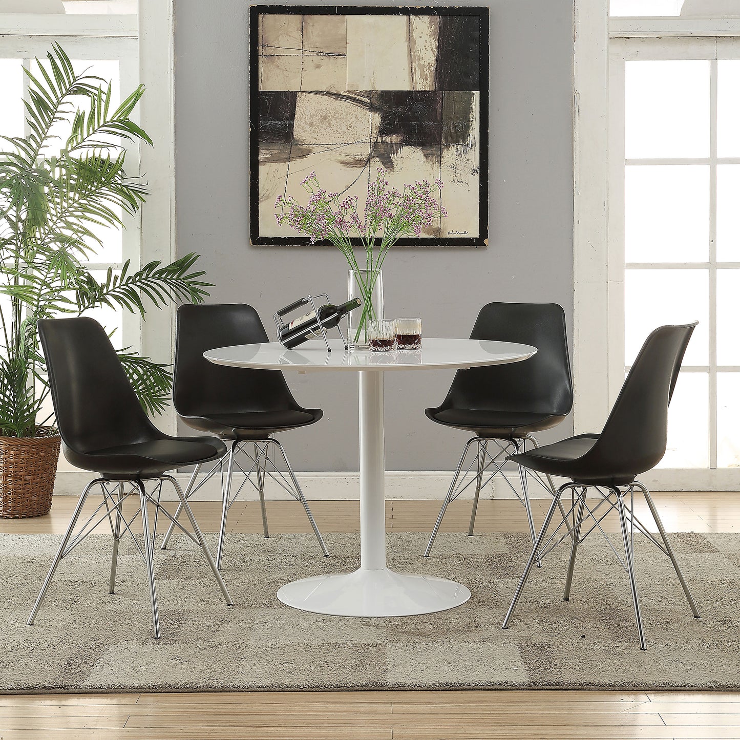 Lowry Round 40-inch Wood Top Dining Table White