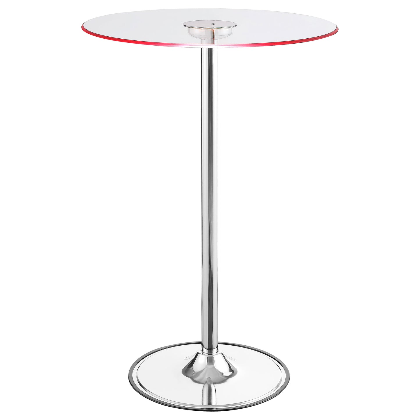 Thea Round 28-inch Glass Top LED Bistro Bar Table Chrome