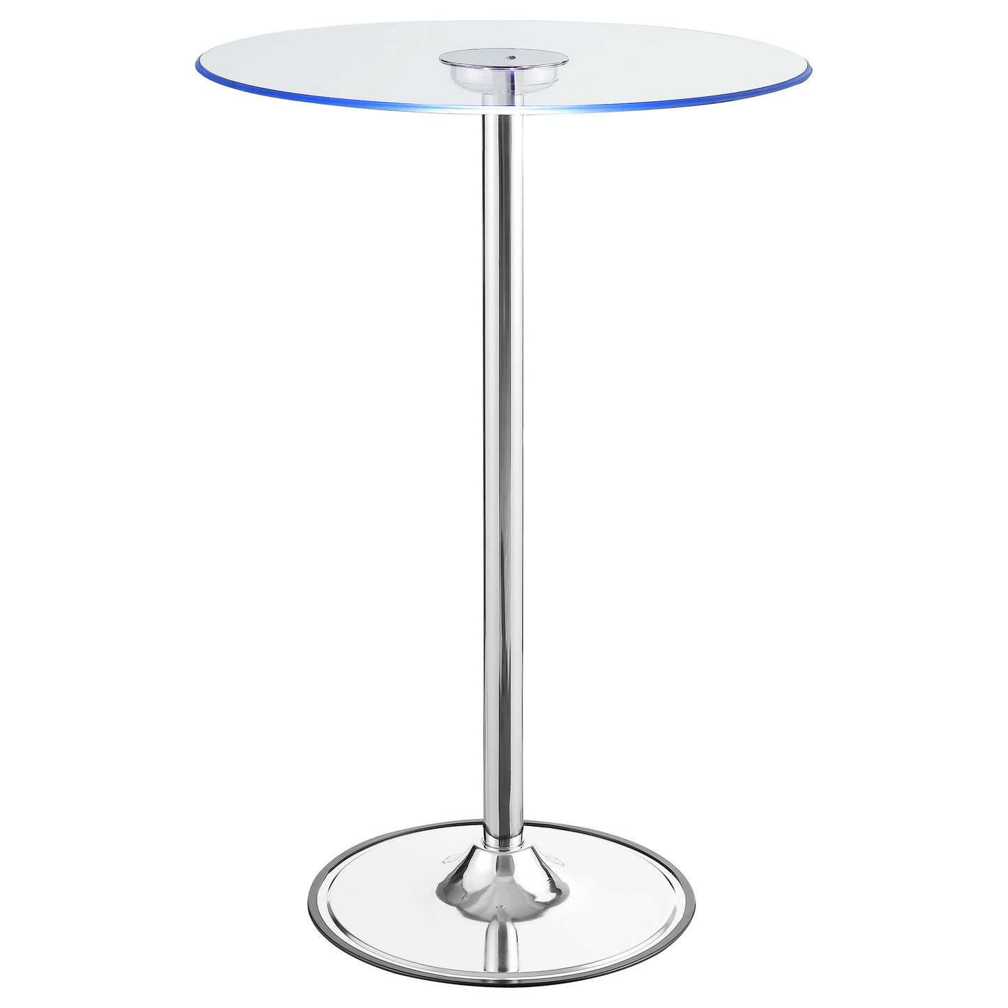 Thea Round 28-inch Glass Top LED Bistro Bar Table Chrome