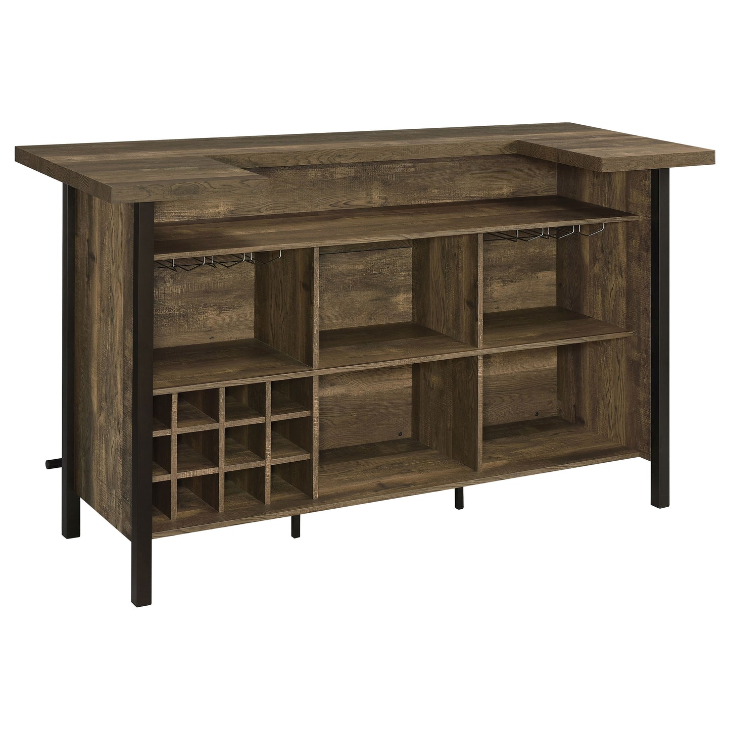 Bellemore Freestanding Home Bar Wine Cabinet Rustic Oak