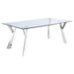 Alaia Rectangular 79-inch Glass Top Dining Table Chrome