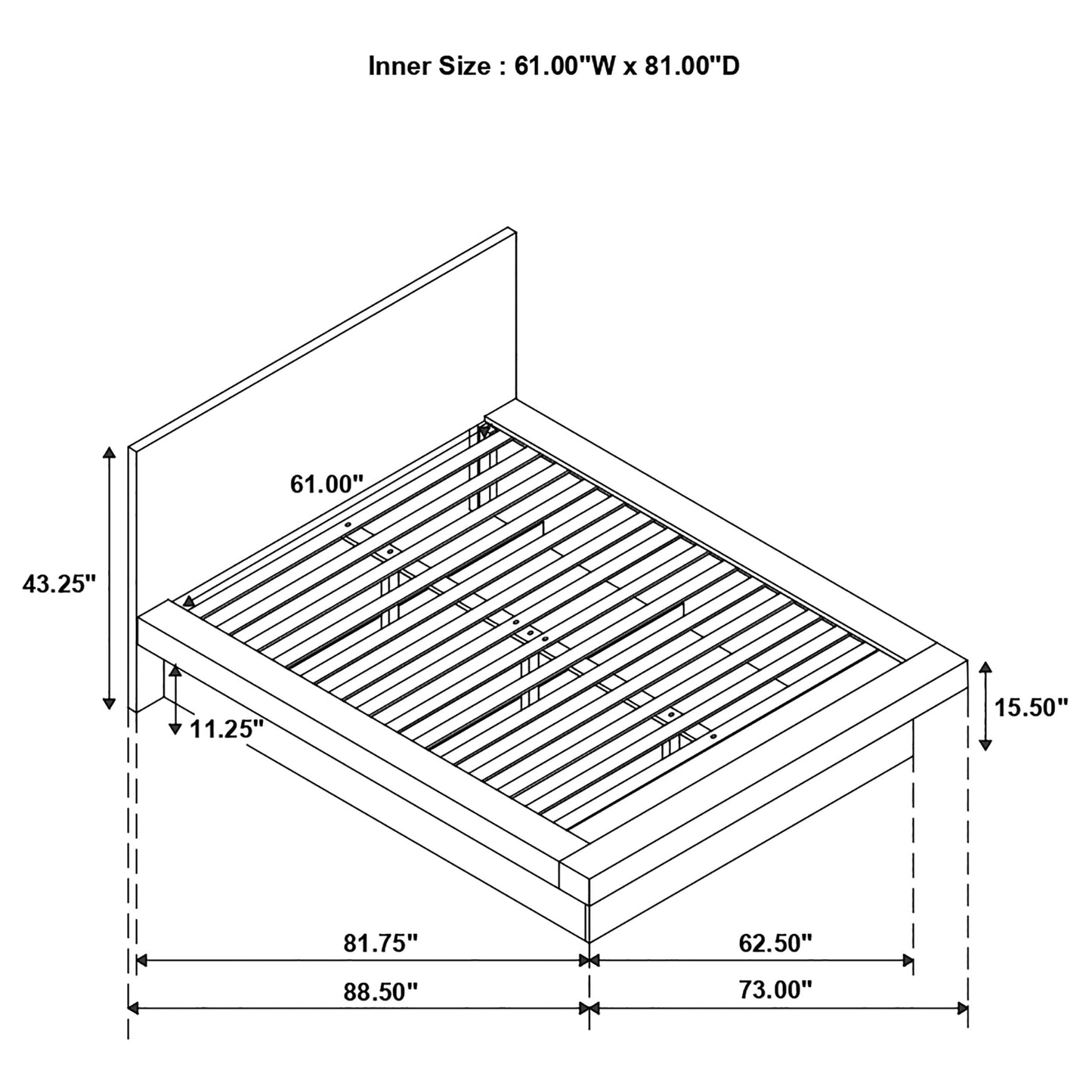 Jessica Wood Queen LED Panel Bed Snow White