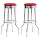 Retro Upholstered Metal Swivel Bar Stool Red (Set of 2)