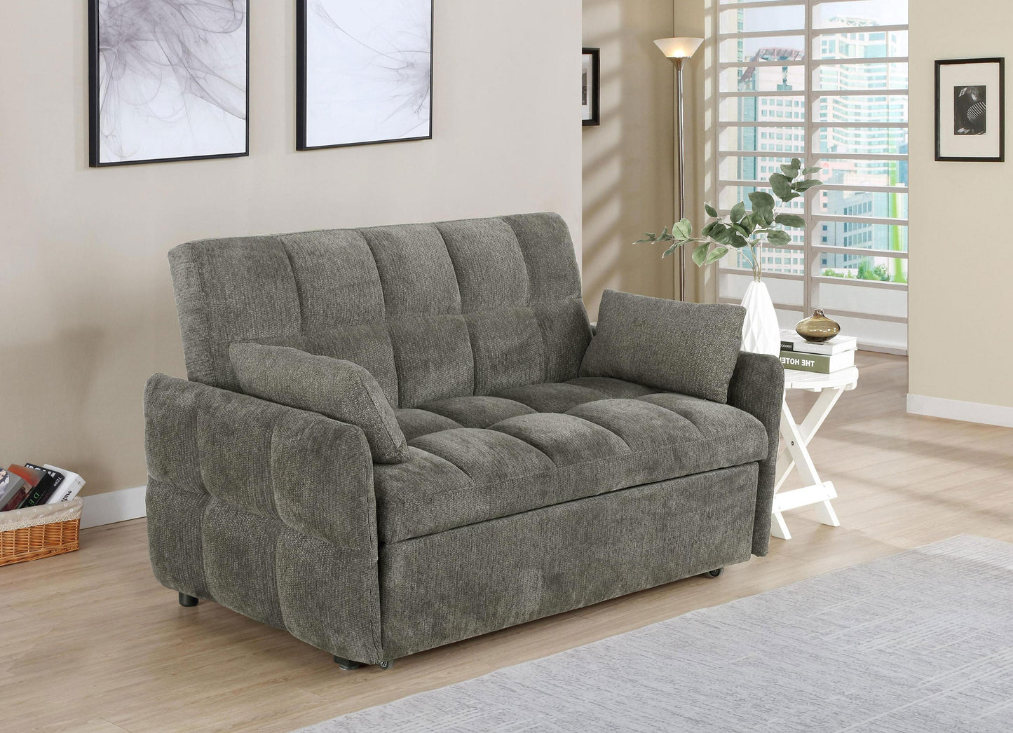 Cotswold Upholstered Convertible Sleeper Sofa Bed Dark Grey