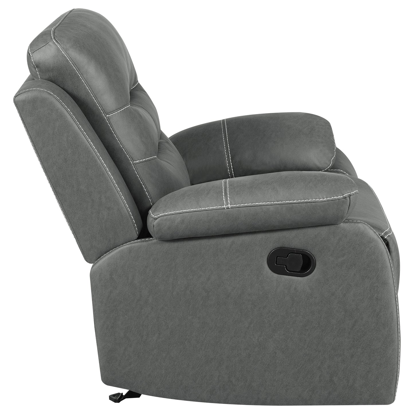 Nova Upholstered Padded Arm Glider Recliner Dark Grey