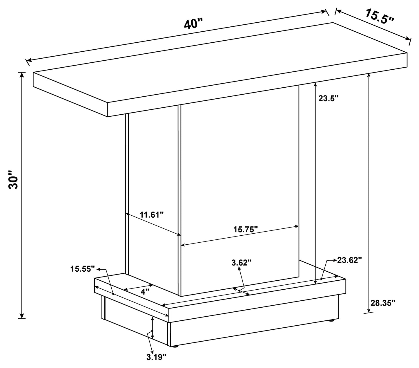 Reston Engineered Wood Pedestal Console Table Cappuccino