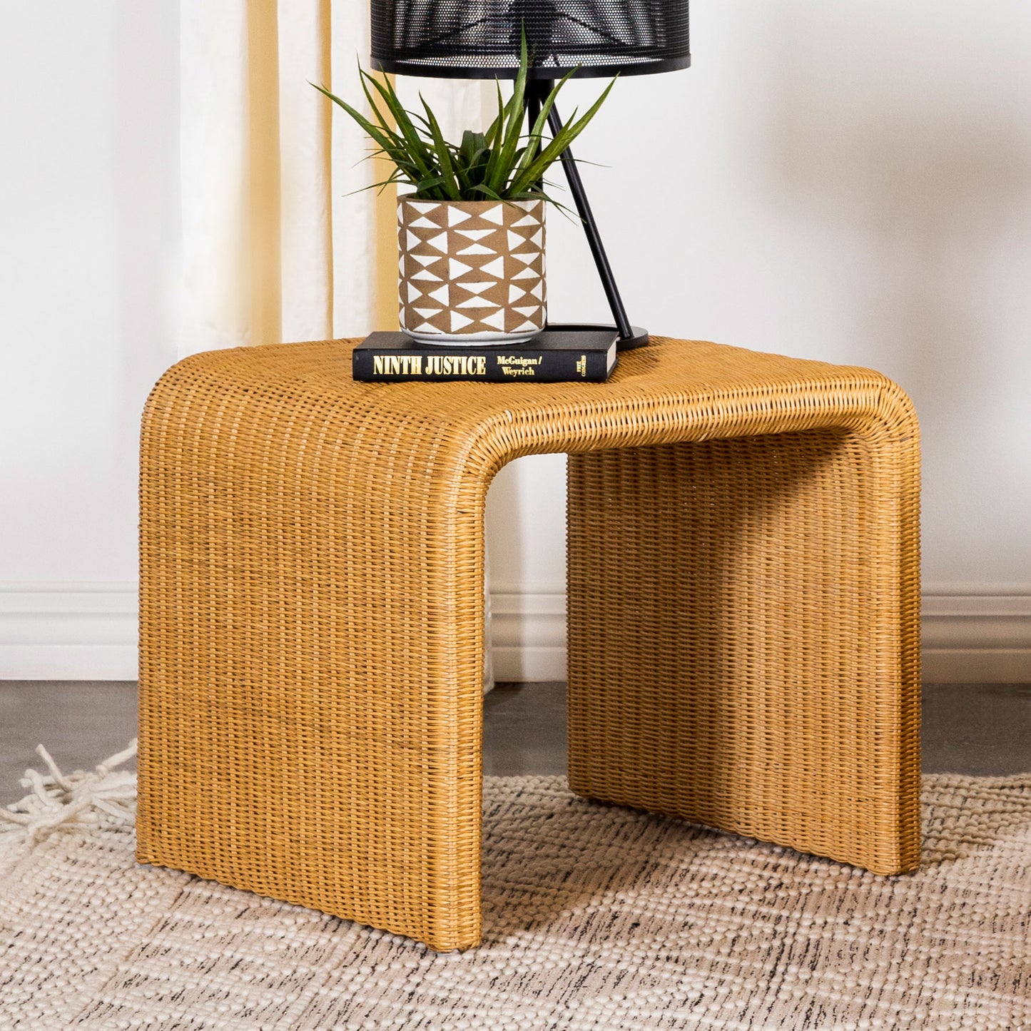 Cahya Square Woven Rattan End Table Natural