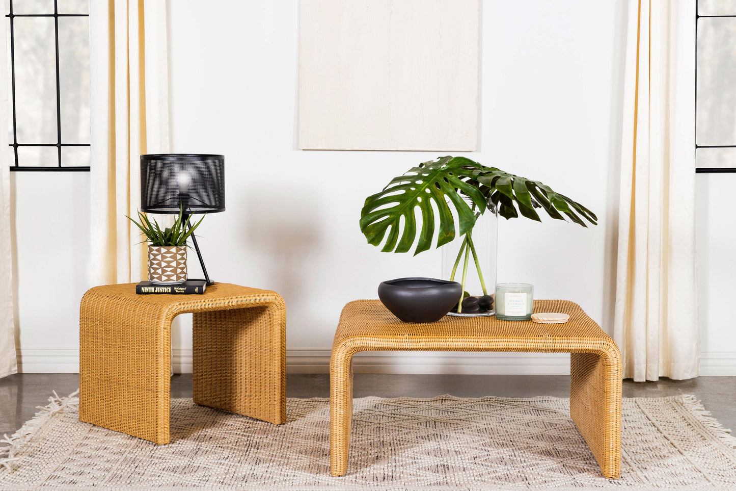 Cahya Square Woven Rattan End Table Natural