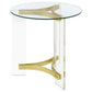 Janessa Round Glass Top Acrylic Leg End Table Matte Brass