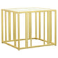 Adri Rectangular Glass Top Side End Table Matte Brass