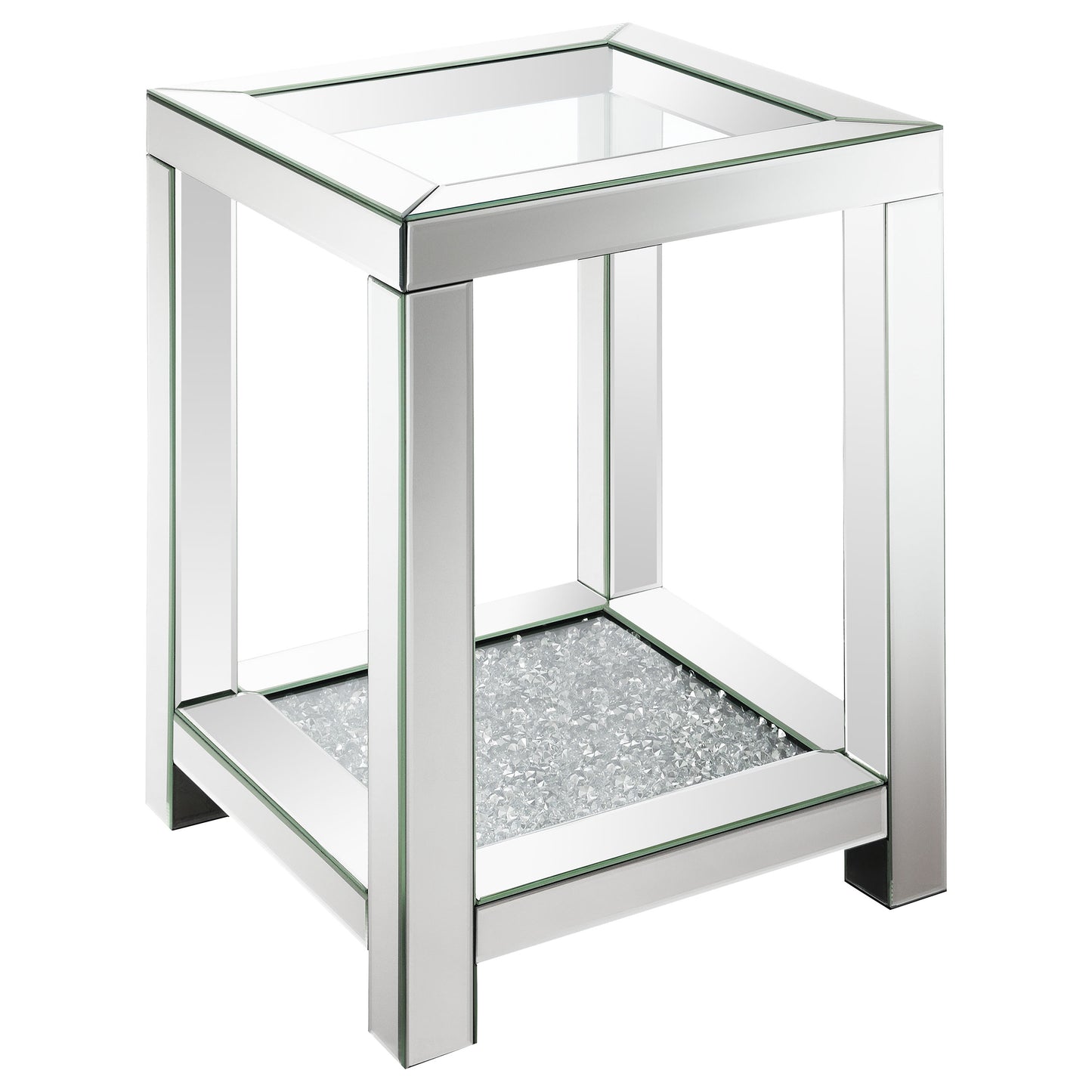 Valentina 1-shelf Square Glass Top Side End Table Silver