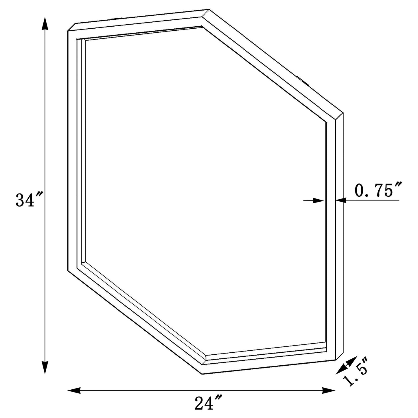 Bledel 24 x 34 Inch Hexagonal Wall Mirror Gold