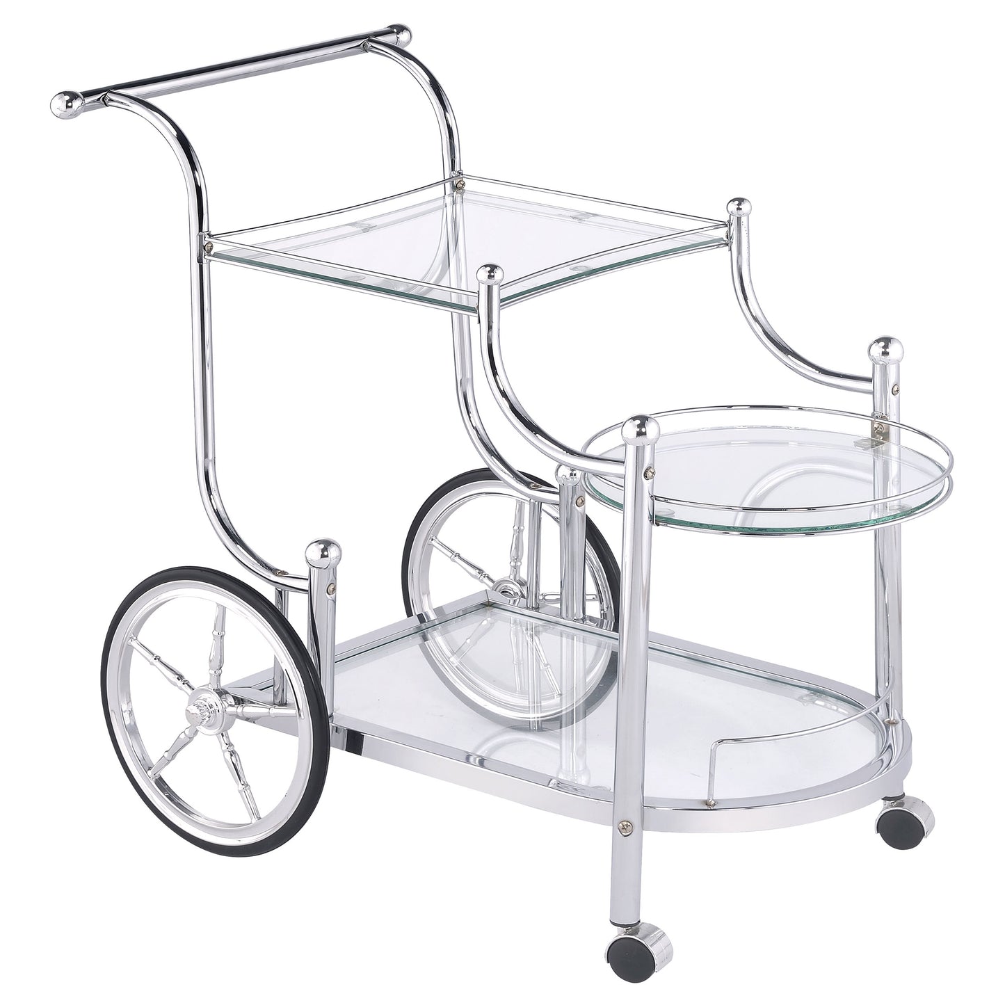 Sarandon 3-tier Glass Shelf Metal Bar Cart Chrome