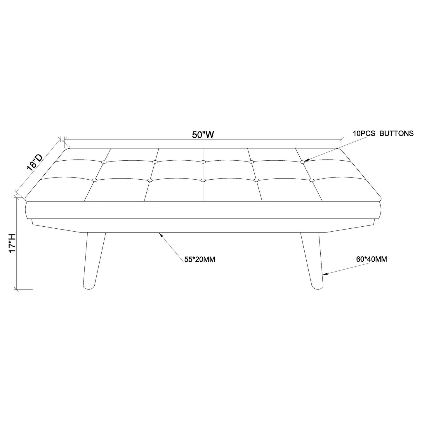 Wilson Fabric Upholstered Tufted Accent Bench Grey