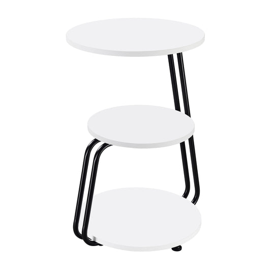 Hilly 3-tier Round Accent Side Table White and Black