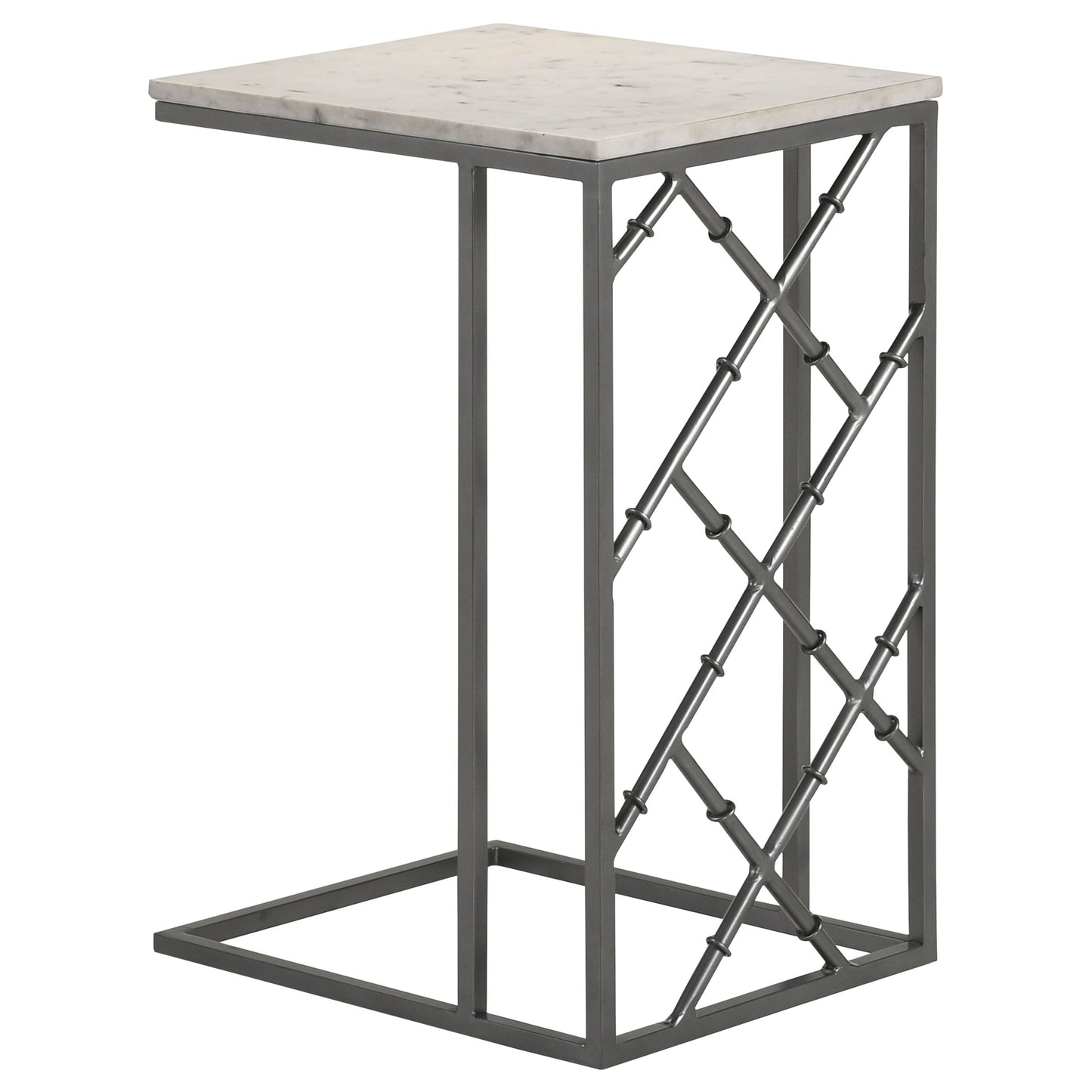 Angeliki Marble Top C-Shape Sofa Side Table Gunmetal