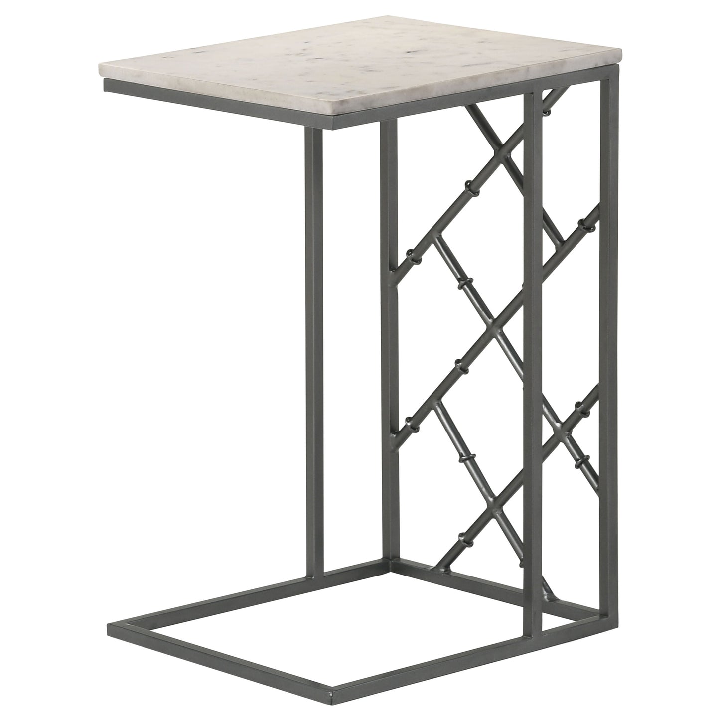 Angeliki Marble Top C-Shape Sofa Side Table Gunmetal