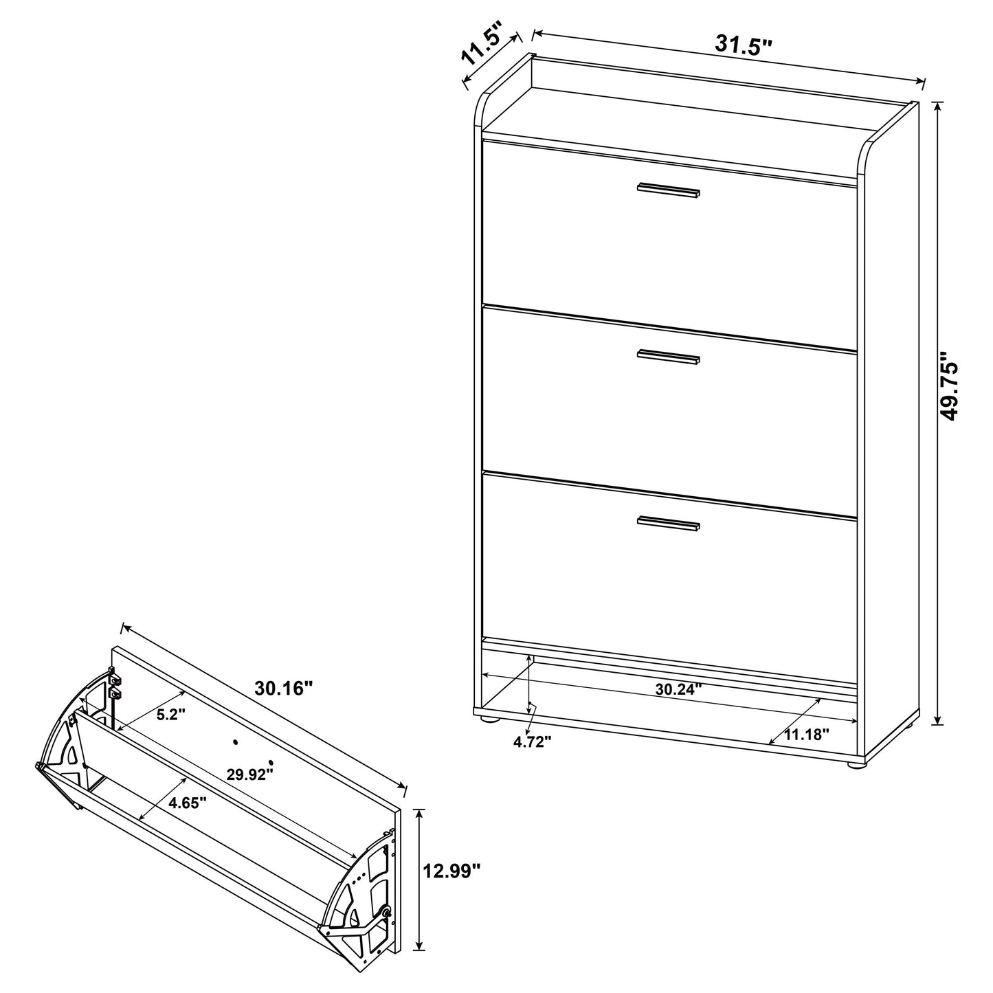 Denia 3-tier Engineered Wood Shoe Cabinet Grey