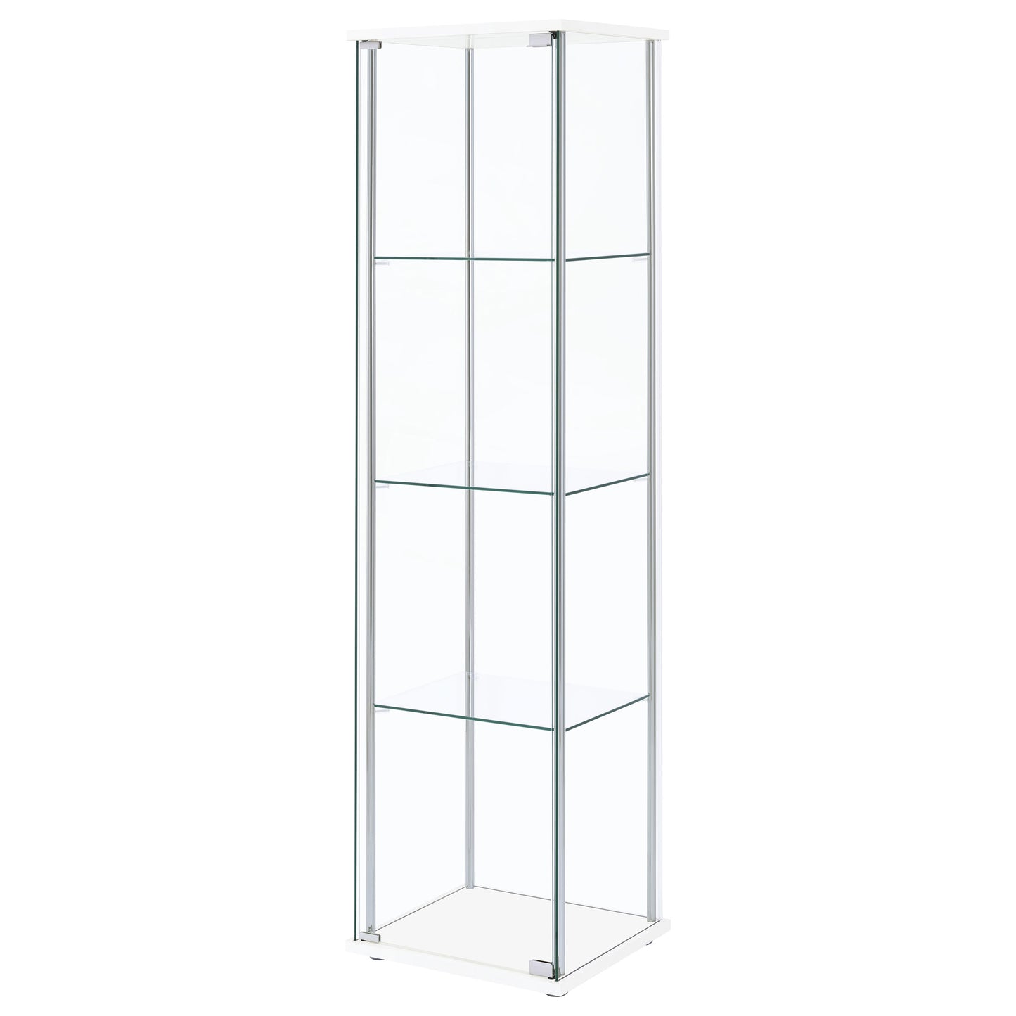 Bellatrix 4-shelf Clear Glass Curio Cabinet White
