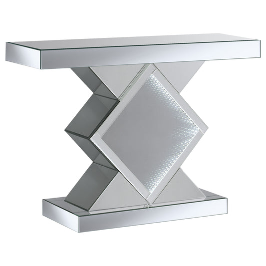 Andorra Infinity Mirror LED Entryway Console Table Silver